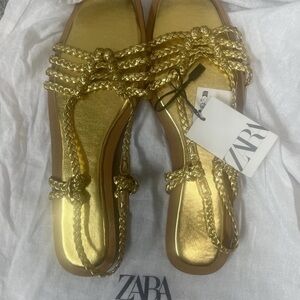 Zara Metallic Gold Women's Sandals